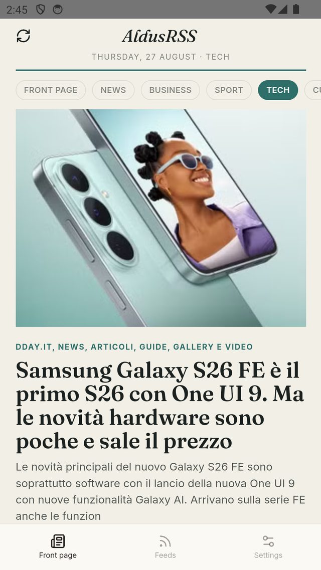 Sezione Tecnologia, layout più visuale